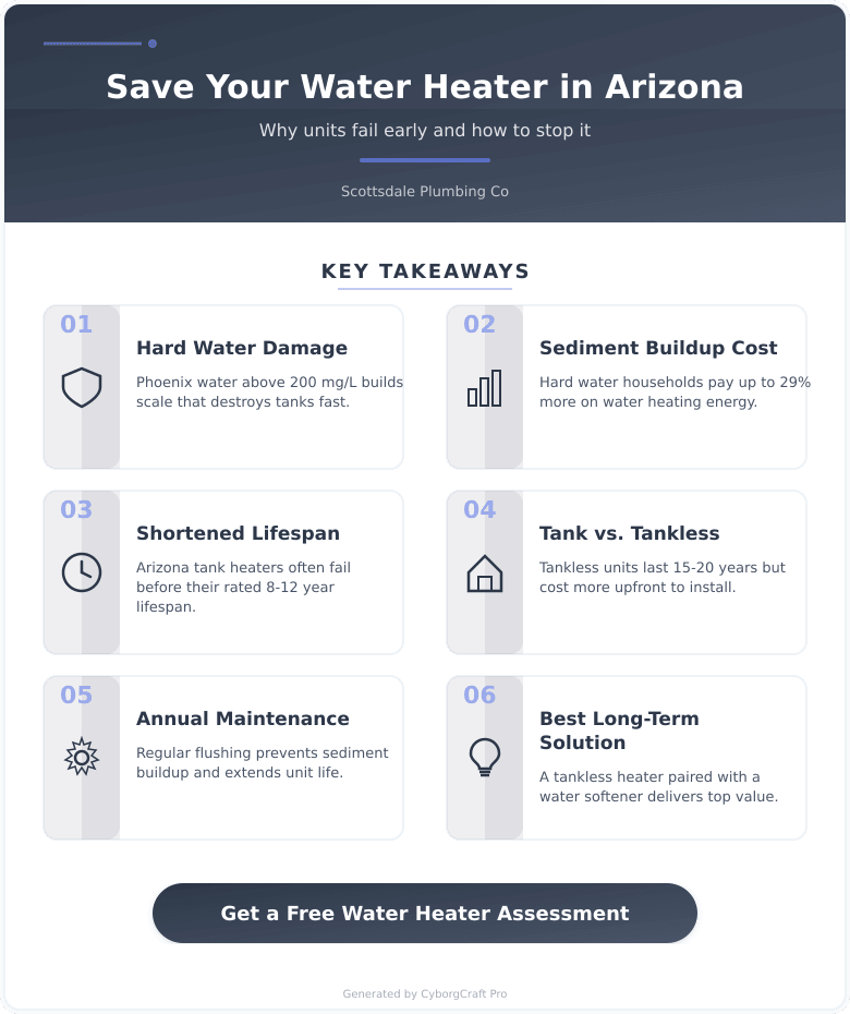 Infographic: Why Arizona Homeowners Replace Water Heaters Years Earlier Than They Should - And How to Get the Full Lifespan Out of Yours - Key concepts and takeaways