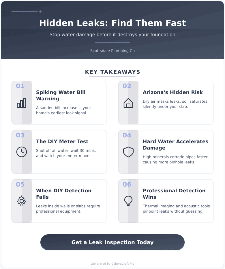 Infographic: Your Water Bill Just Spiked - Here's How to Find Out If You Have a Hidden Leak Before It Destroys Your Foundation - Key concepts and takeaways