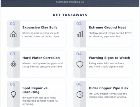 Infographic: Slab Leaks in Arizona - Why They Happen More Here Than Almost Anywhere Else in the Country - Key concepts and takeaways