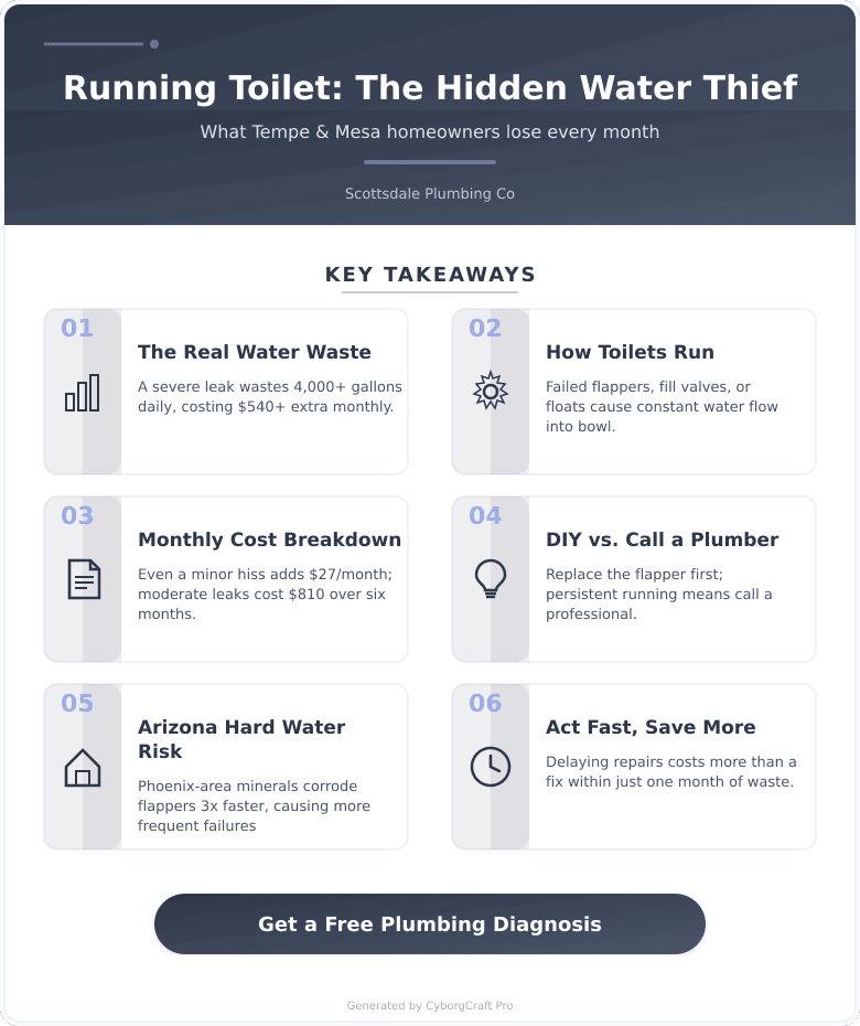 Infographic: Running Toilet in Tempe or Mesa? Here's How Much Water You're Actually Wasting Every Month - Key concepts and takeaways