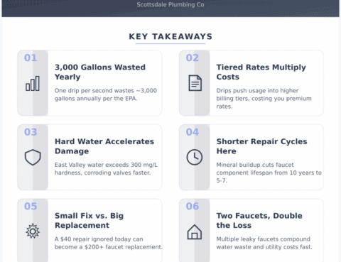 Infographic: What a Leaky Faucet in Your Mesa or Gilbert Home Actually Costs You Over 12 Months - The Number Will Bother You - Key concepts and takeaways